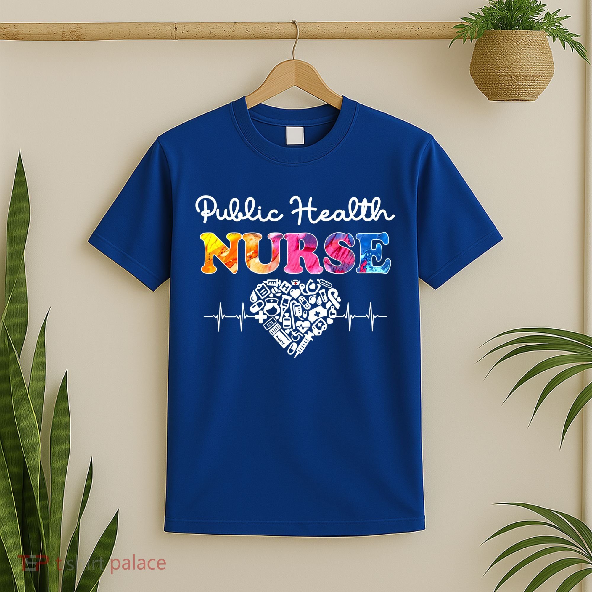 Public Health Nurse Watercol Love Heart Stethoscope Rn Nurse Gift T-Shirt