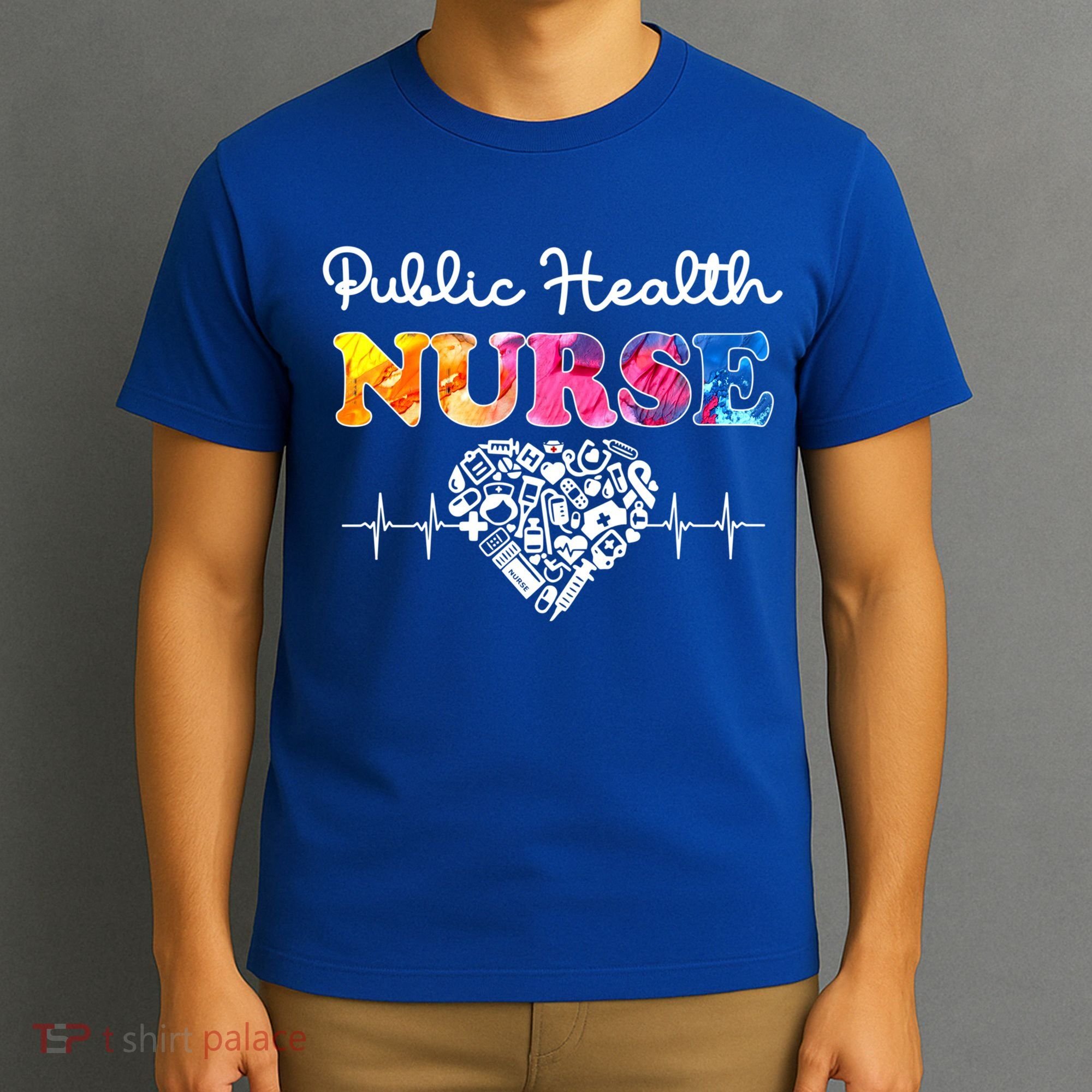 Public Health Nurse Watercol Love Heart Stethoscope Rn Nurse Gift T-Shirt