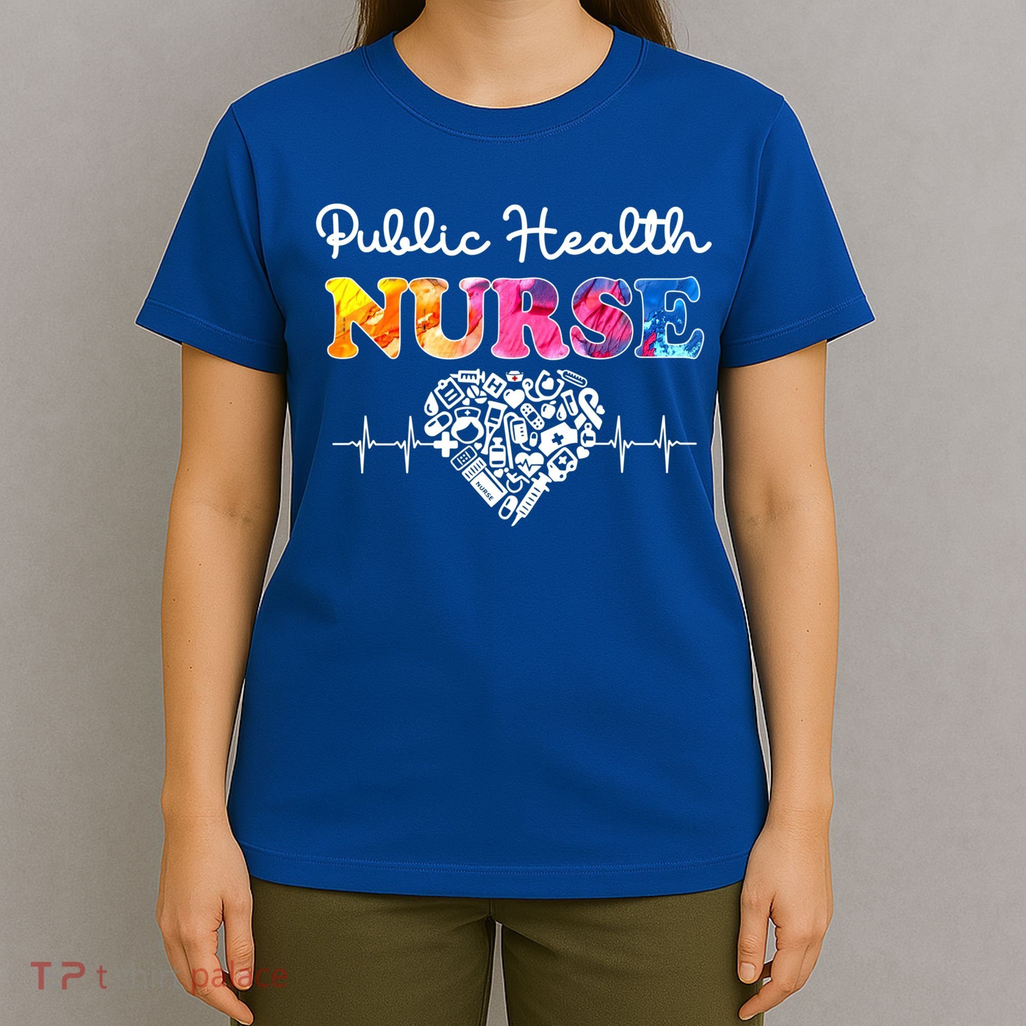 Public Health Nurse Watercol Love Heart Stethoscope Rn Nurse Gift T-Shirt