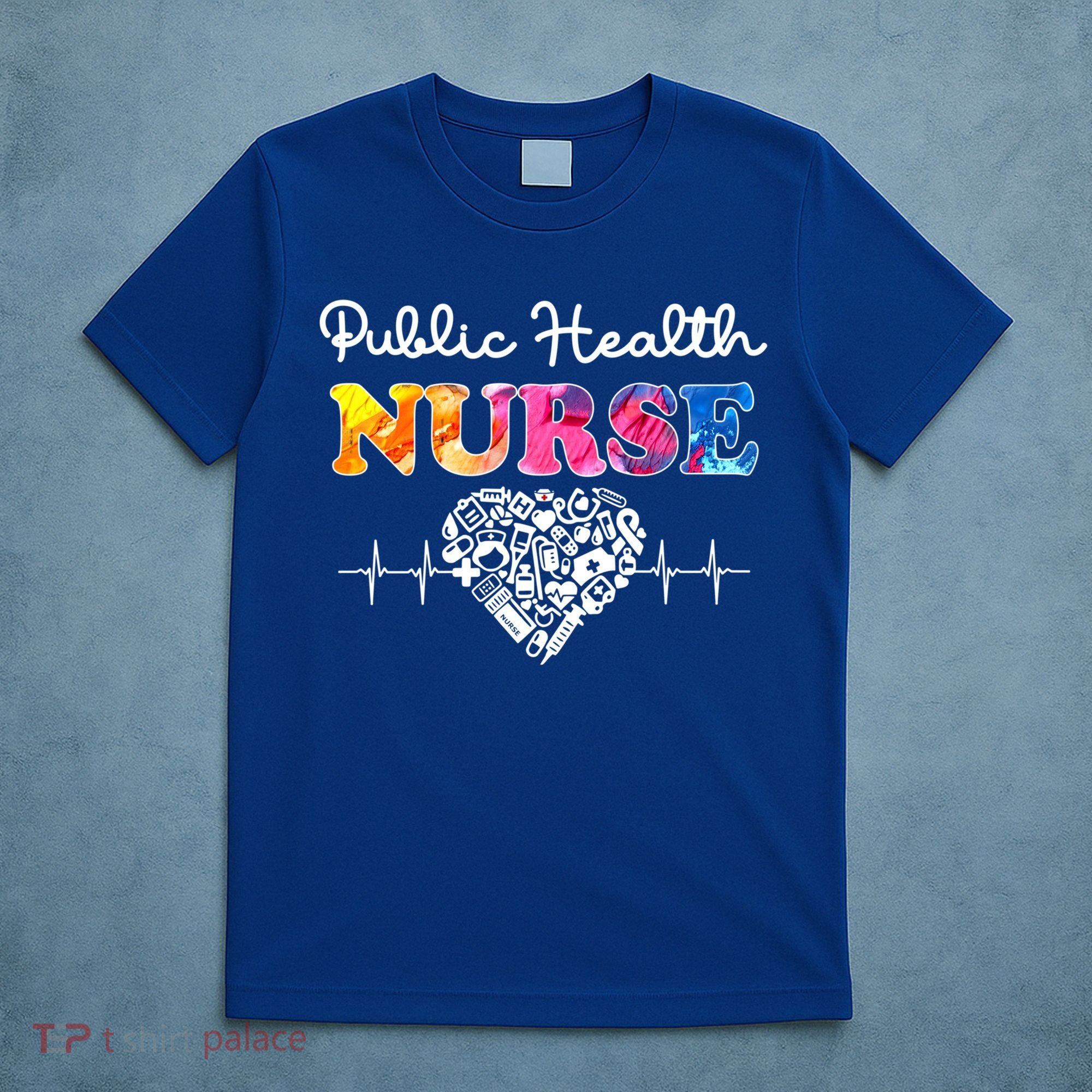 Public Health Nurse Watercol Love Heart Stethoscope Rn Nurse Gift T-Shirt