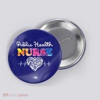 Public Health Nurse Watercol Love Heart Stethoscope Rn Nurse Gift Button thumb 0