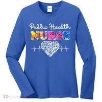 Public Health Nurse Watercol Love Heart Stethoscope Rn Nurse Gift Women's Long Sleeve Shirt thumb 0