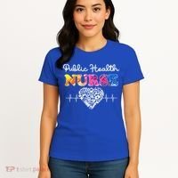 Public Health Nurse Watercol Love Heart Stethoscope Rn Nurse Gift Women's T-Shirt thumb 4