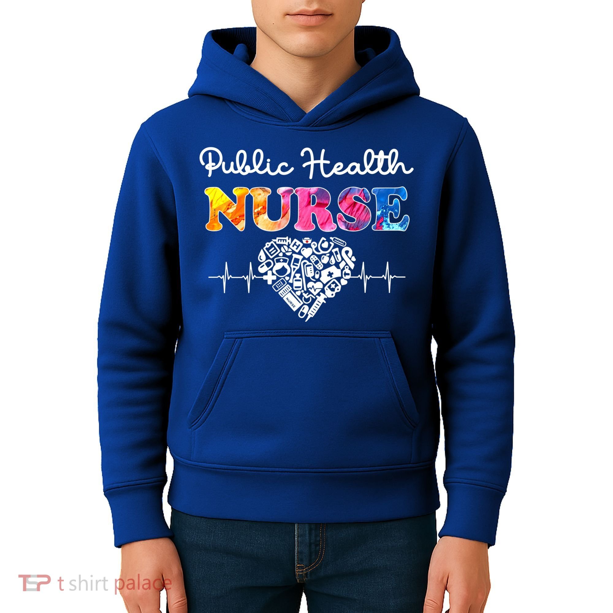 Public Health Nurse Watercol Love Heart Stethoscope Rn Nurse Gift Kids Hoodie