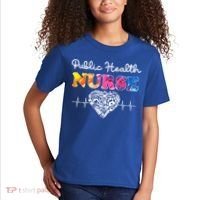 Public Health Nurse Watercol Love Heart Stethoscope Rn Nurse Gift Kids T-Shirt thumb 2