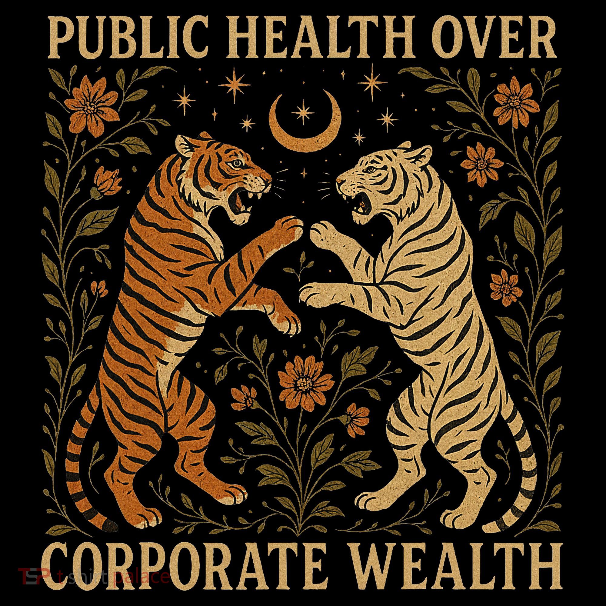 Public Health Over Corporate Wealth Tiger Boho Women's Hoodie