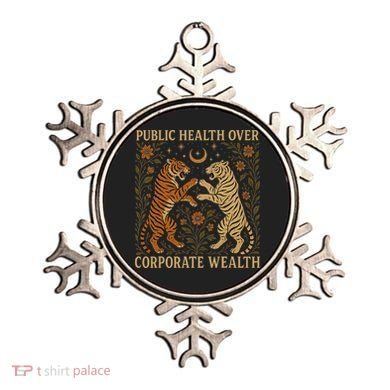 Public Health Over Corporate Wealth Tiger Boho Ornament