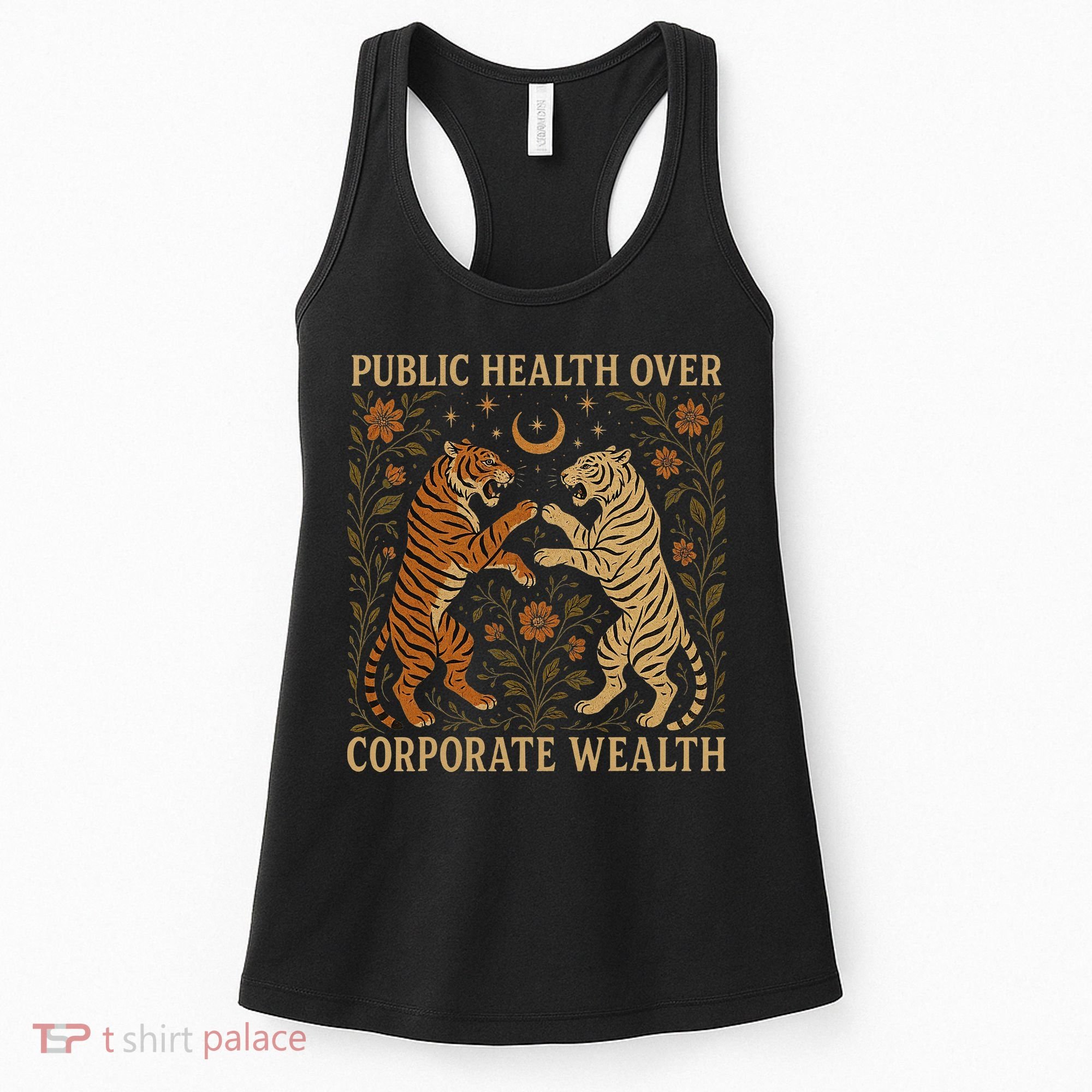 Public Health Over Corporate Wealth Tiger Boho Women's Tank Top
