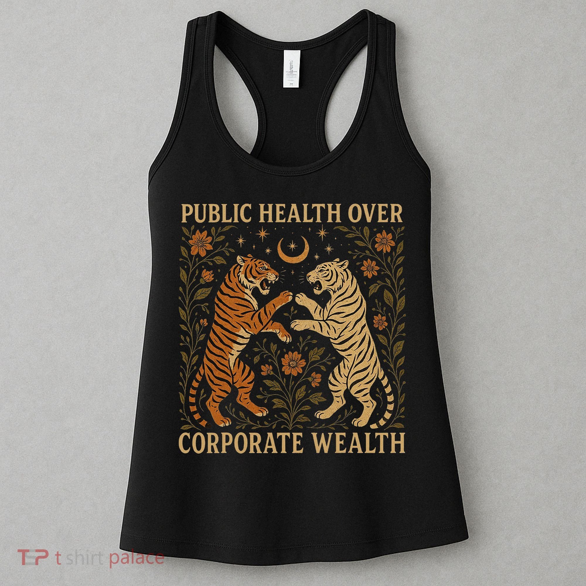 Public Health Over Corporate Wealth Tiger Boho Women's Tank Top