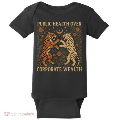 Public Health Over Corporate Wealth Tiger Boho Baby Bodysuit
