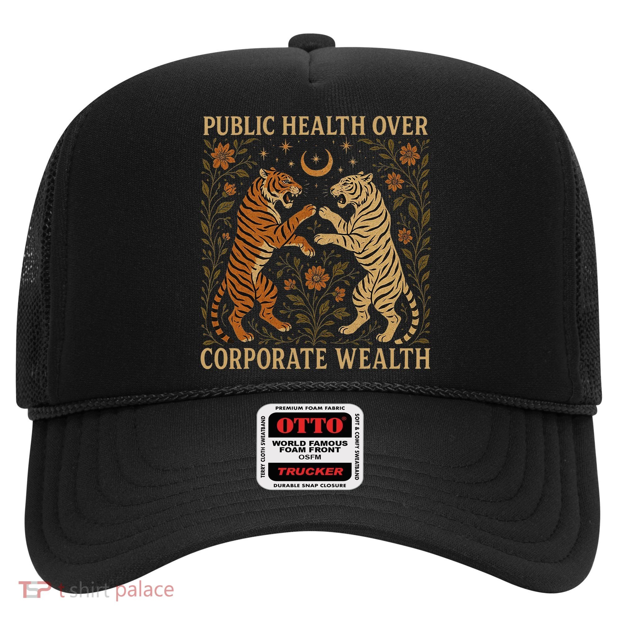 Public Health Over Corporate Wealth Tiger Boho Hat