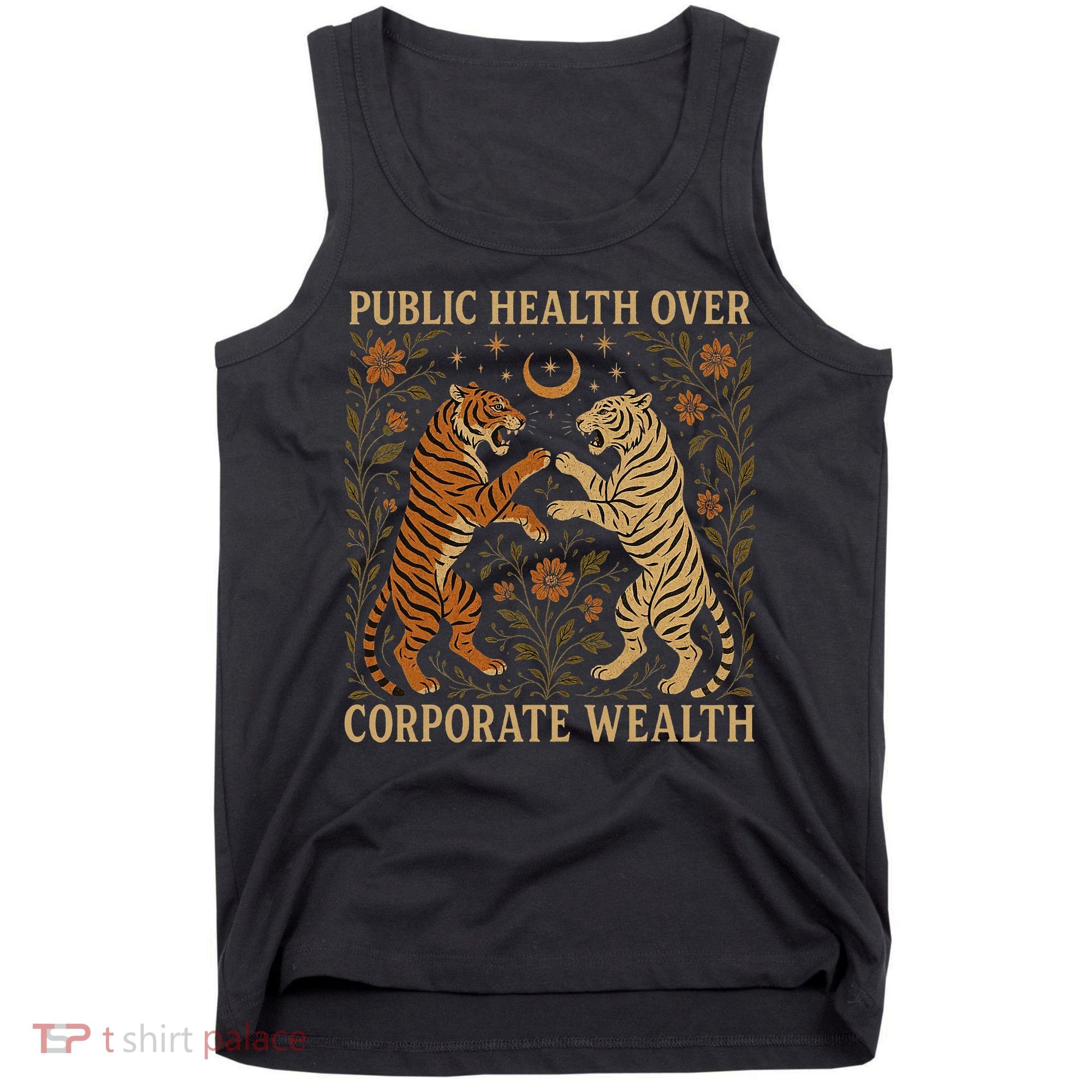 Public Health Over Corporate Wealth Tiger Boho Tank Top