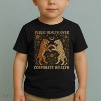 Public Health Over Corporate Wealth Tiger Boho Toddler T-Shirt thumb 2
