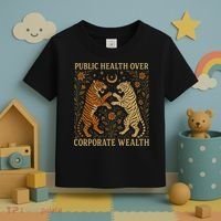 Public Health Over Corporate Wealth Tiger Boho Toddler T-Shirt thumb 3