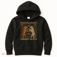 Public Health Over Corporate Wealth Tiger Boho Kids Hoodie thumb 0