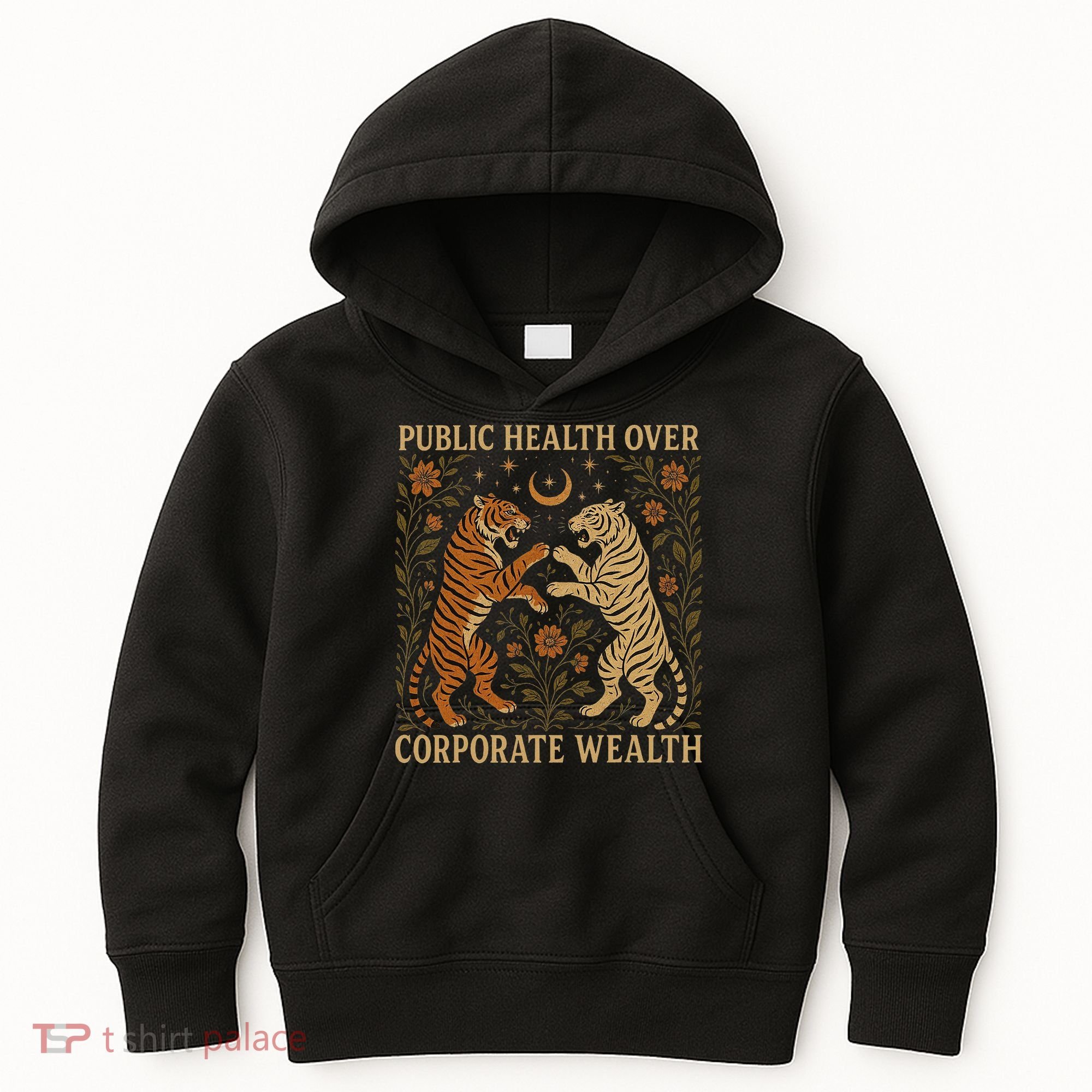 Public Health Over Corporate Wealth Tiger Boho Kids Hoodie
