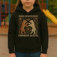 Public Health Over Corporate Wealth Tiger Boho Kids Hoodie thumb 3