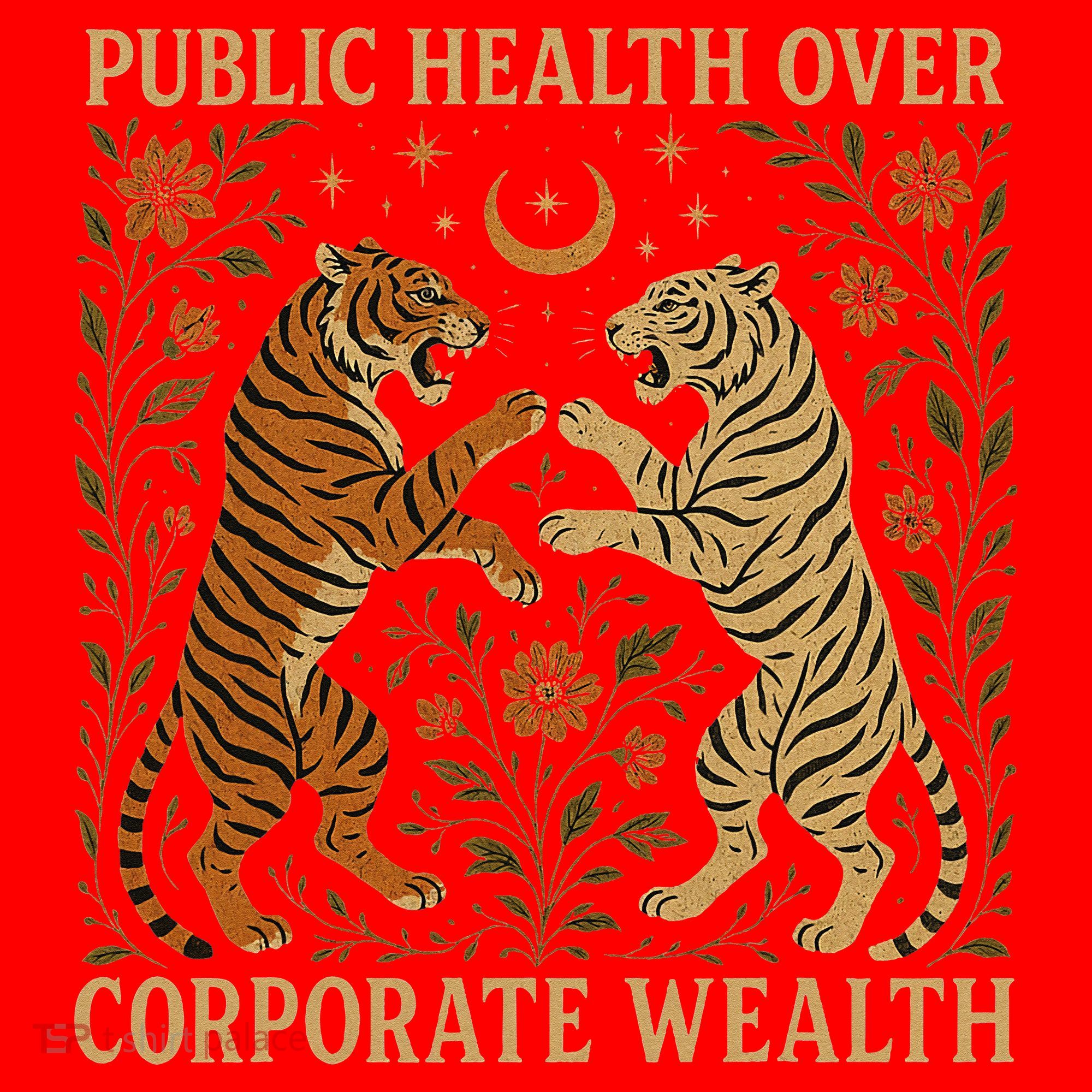 Public Health Over Corporate Wealth Tiger Boho Santa Hat