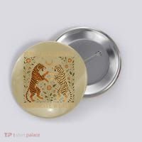 Public Health Over Corporate Wealth Tiger Boho Button thumb 0
