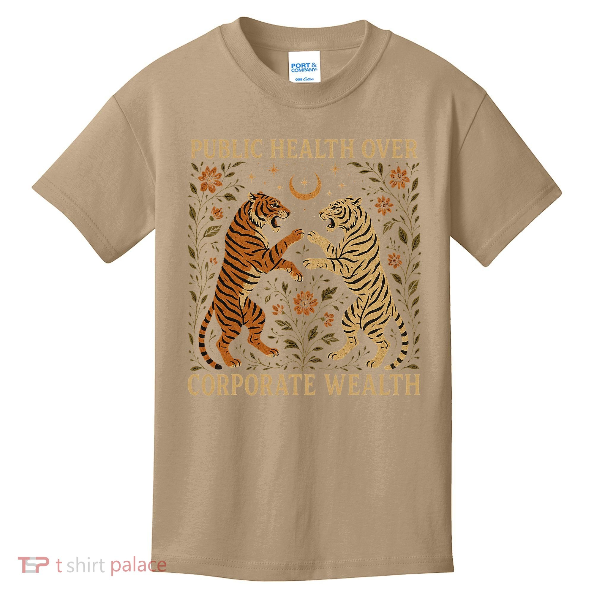 Public Health Over Corporate Wealth Tiger Boho Kids T-Shirt