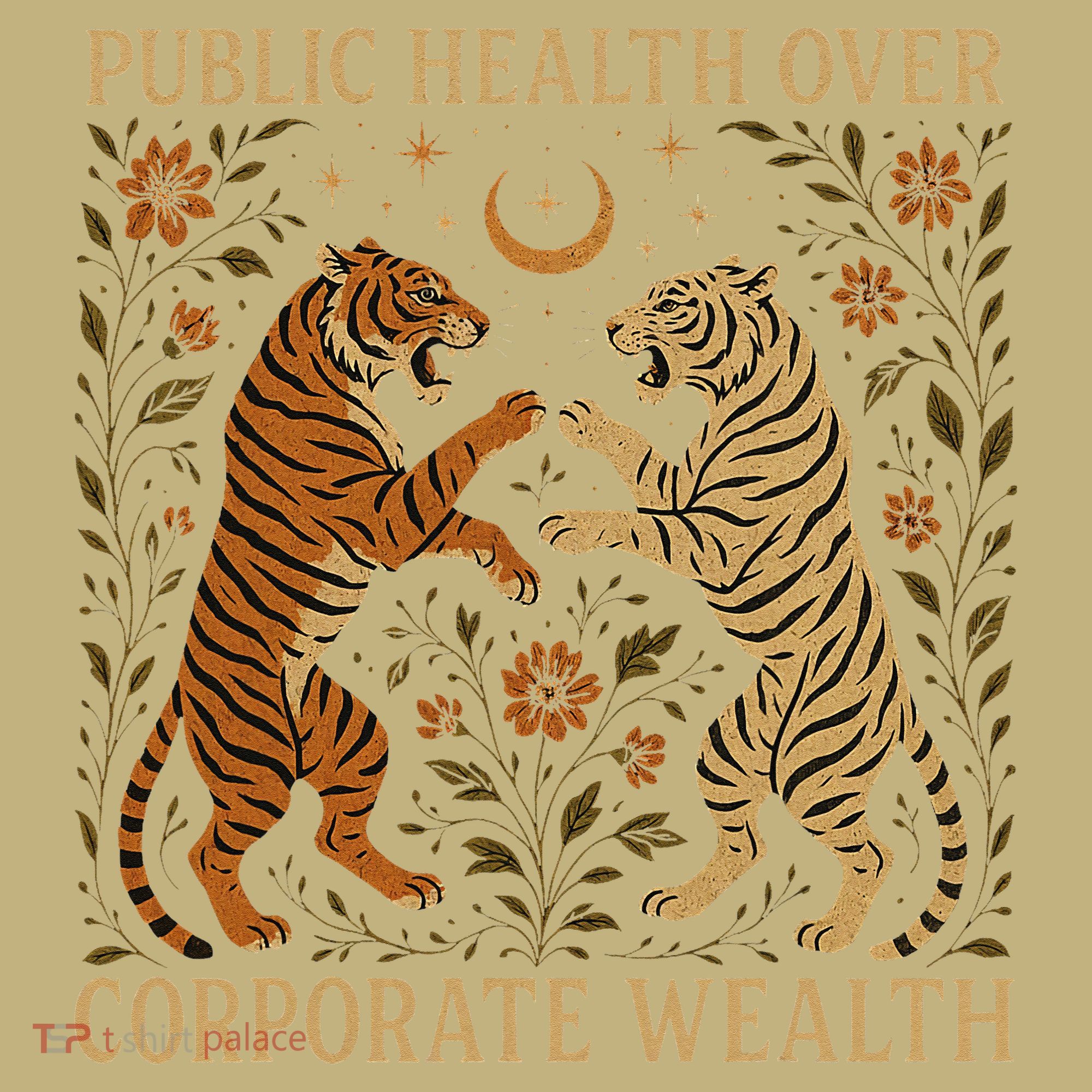 Public Health Over Corporate Wealth Tiger Boho Kids T-Shirt