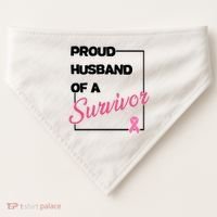 Proud Husband Of A Survivor Breast Cancer Awareness USA-Made Doggie Bandana thumb 0