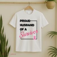 Proud Husband Of A Survivor Breast Cancer Awareness T-Shirt thumb 2