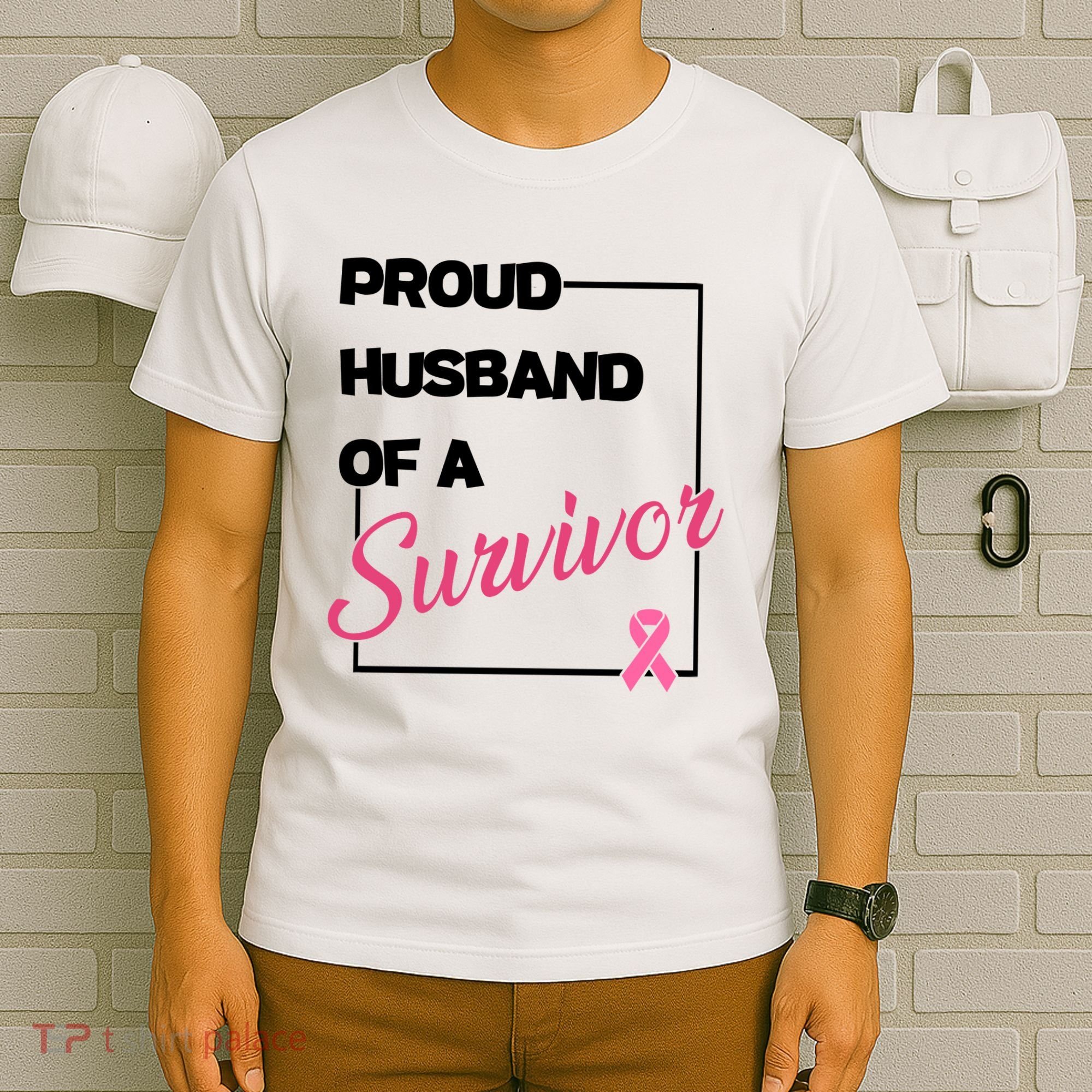 Proud Husband Of A Survivor Breast Cancer Awareness T-Shirt
