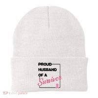 Proud Husband Of A Survivor Breast Cancer Awareness Beanie thumb 0