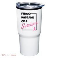 Proud Husband Of A Survivor Breast Cancer Awareness Tumbler thumb 0