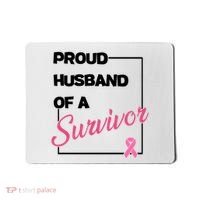 Proud Husband Of A Survivor Breast Cancer Awareness Mousepad thumb 0