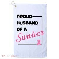 Proud Husband Of A Survivor Breast Cancer Awareness Golf Towel thumb 0