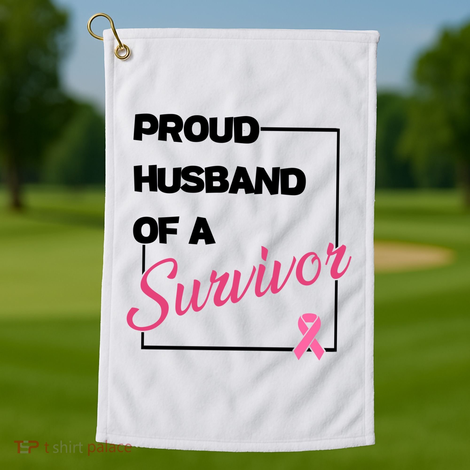 Proud Husband Of A Survivor Breast Cancer Awareness Golf Towel