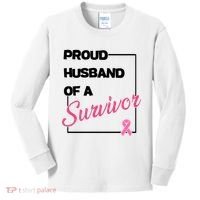 Proud Husband Of A Survivor Breast Cancer Awareness Kids Long Sleeve Shirt thumb 0