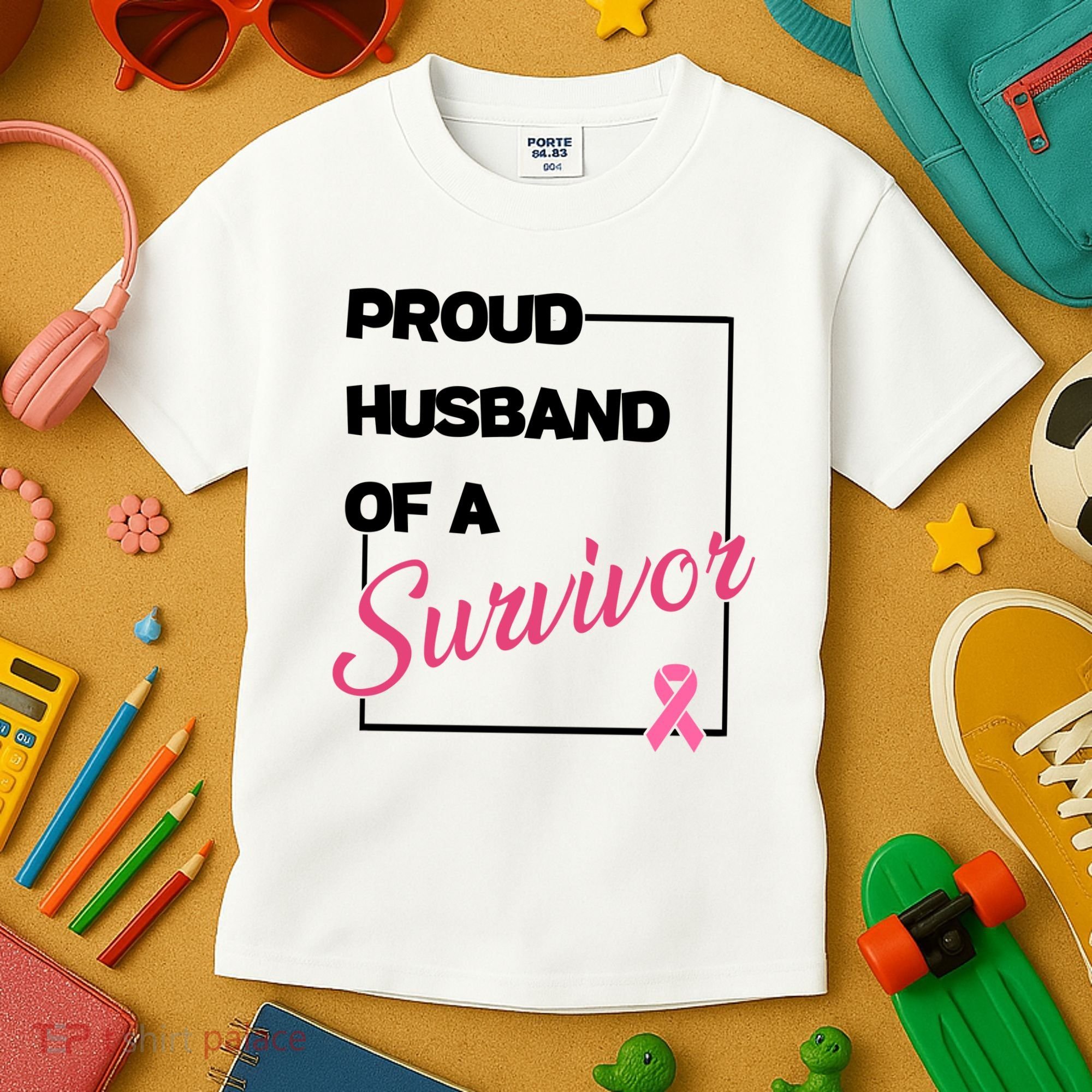 Proud Husband Of A Survivor Breast Cancer Awareness Kids T-Shirt