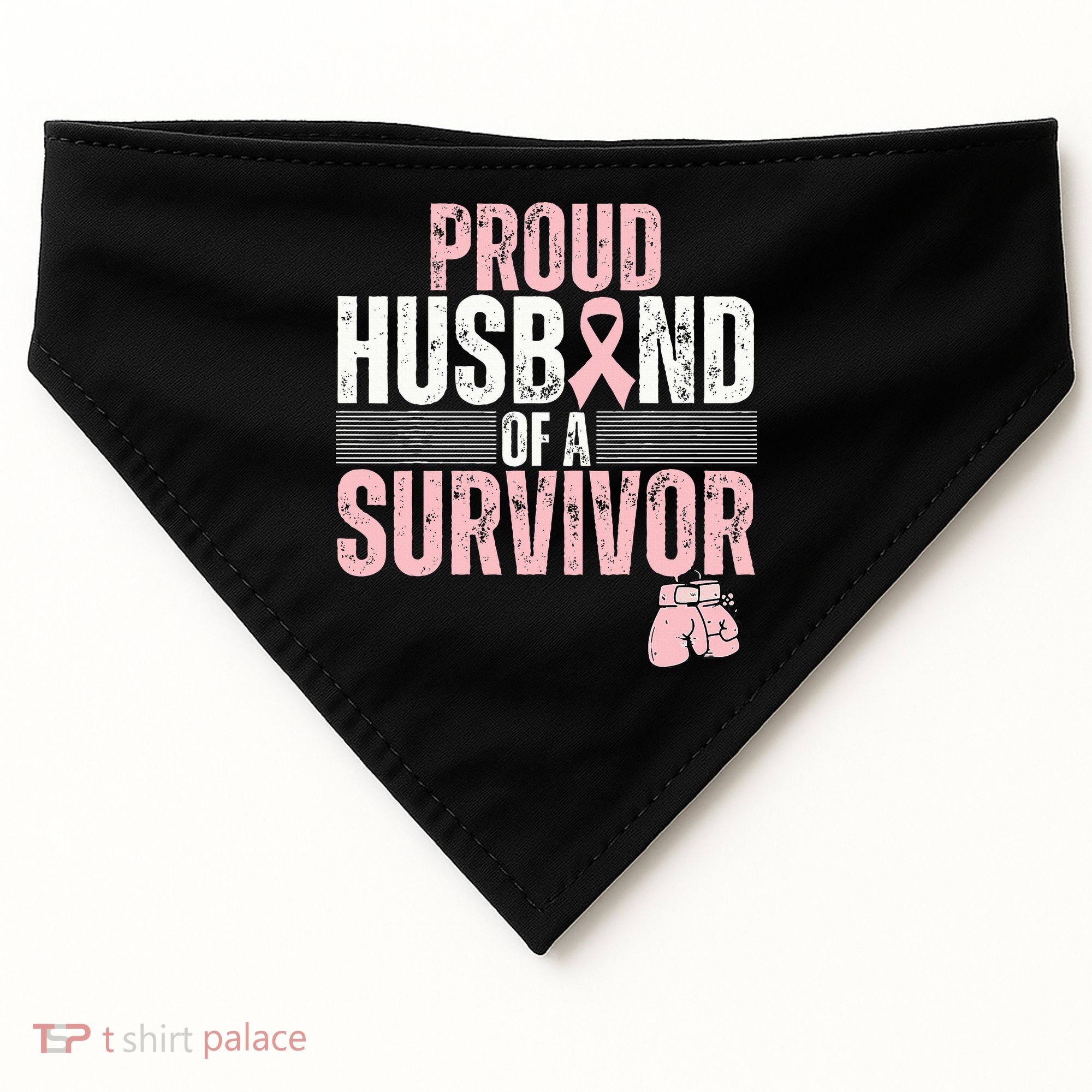 Proud Husband Of Survivor Breast Cancer Survivor Awareness USA-Made Doggie Bandana