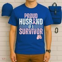 Proud Husband Of Survivor Breast Cancer Survivor Awareness T-Shirt thumb 6
