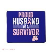 Proud Husband Of Survivor Breast Cancer Survivor Awareness Mousepad thumb 0