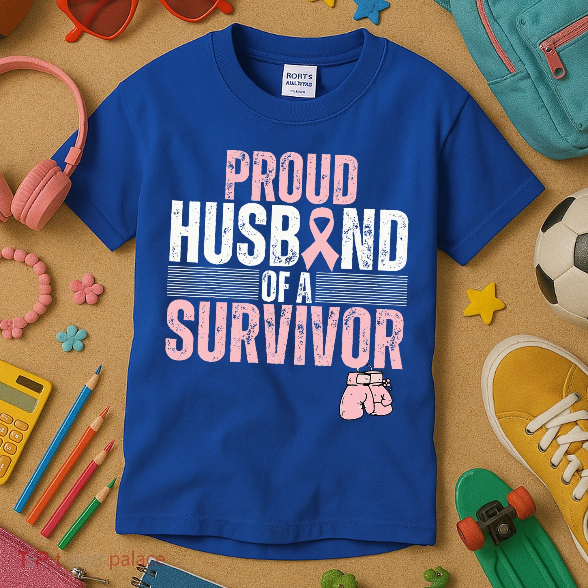 Proud Husband Of Survivor Breast Cancer Survivor Awareness Kids T-Shirt