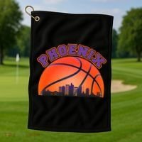 Phoenix Arizona Basketball City Skyline Golf Towel thumb 1