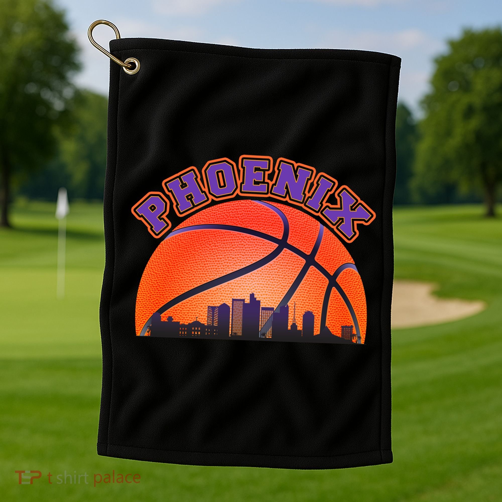 Phoenix Arizona Basketball City Skyline Golf Towel