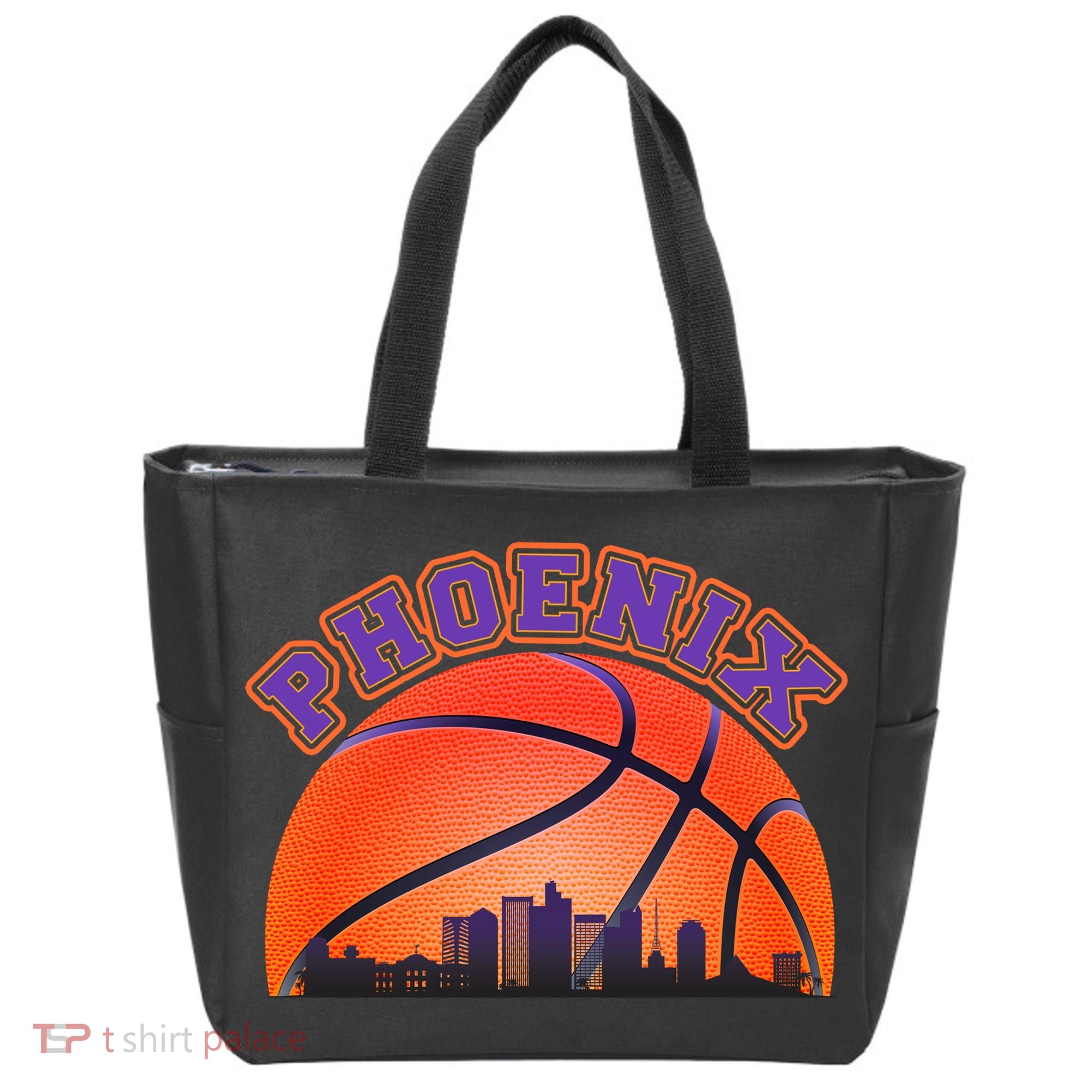 Phoenix Arizona Basketball City Skyline Tote Bag