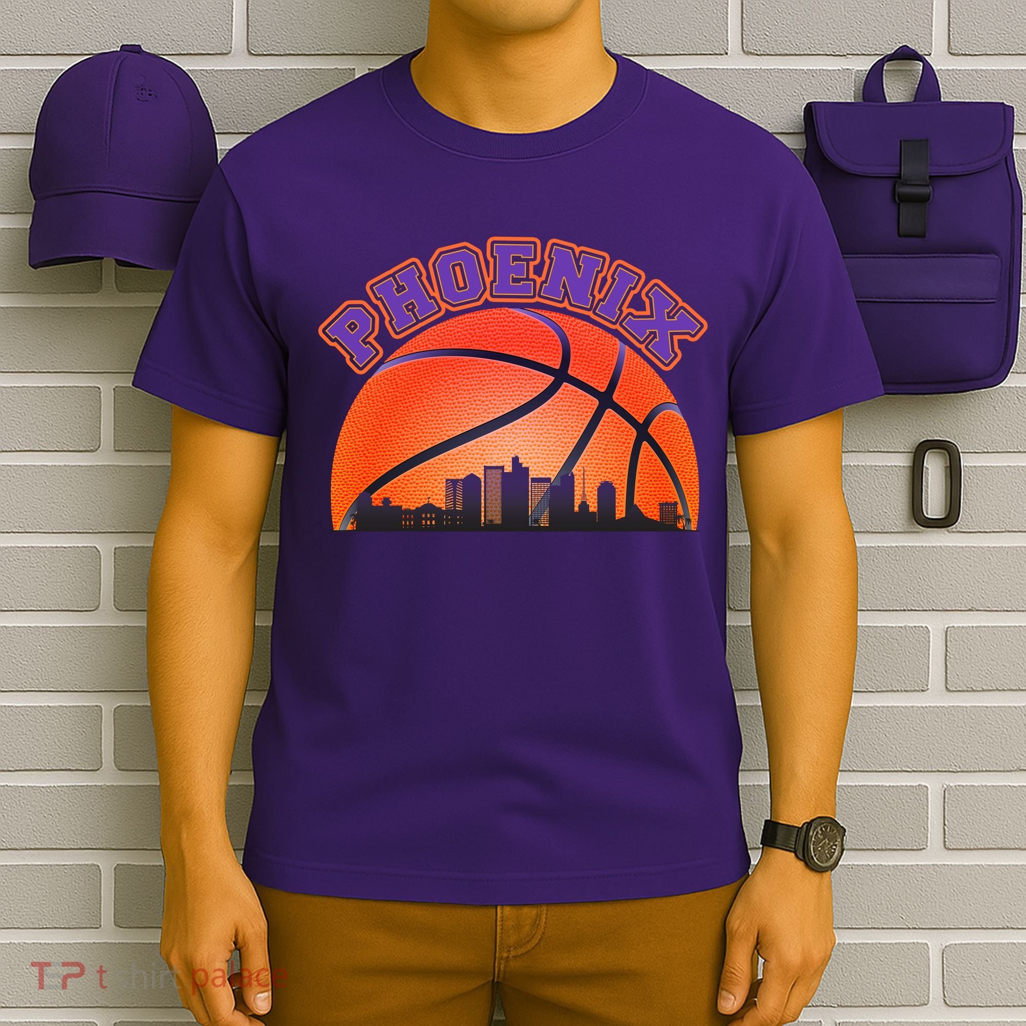 Phoenix Arizona Basketball City Skyline T-Shirt