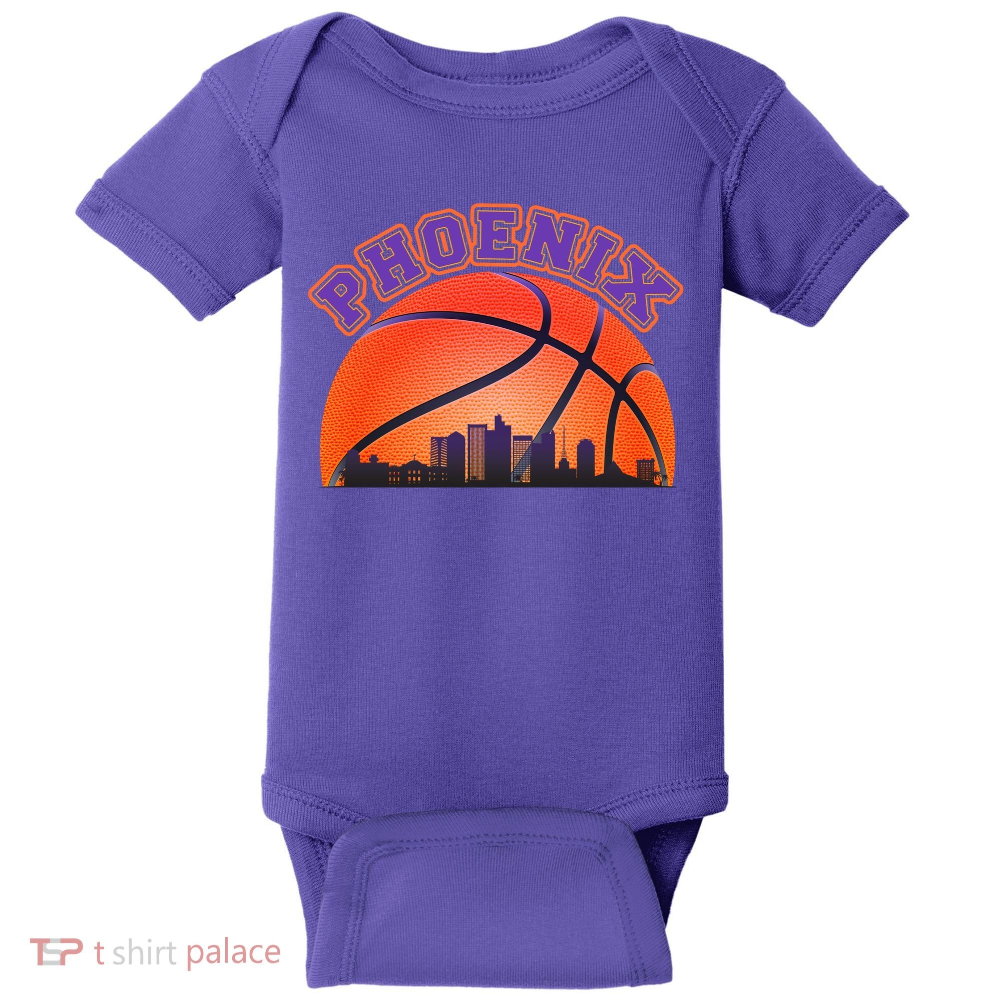 Phoenix Arizona Basketball City Skyline Baby Bodysuit