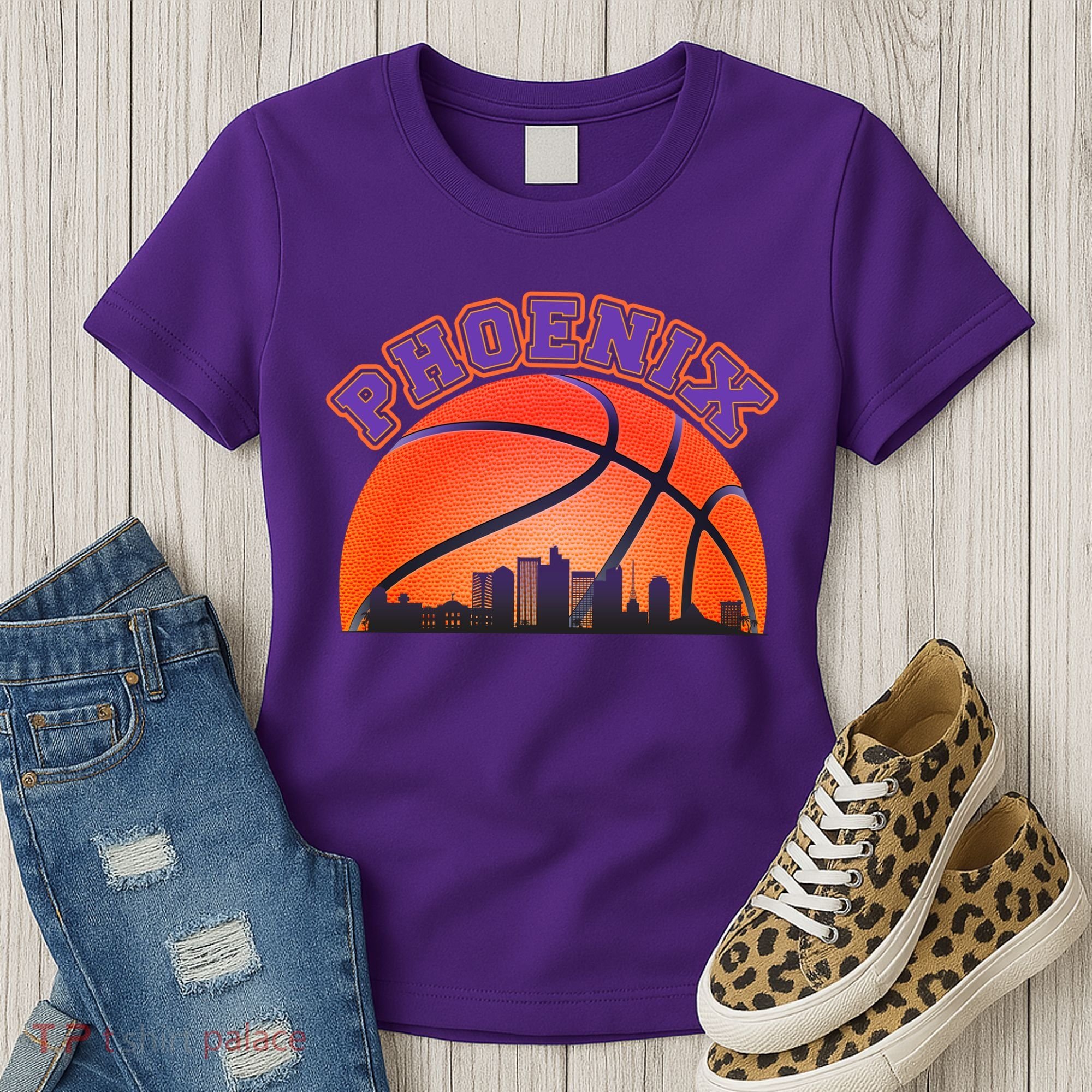 Phoenix Arizona Basketball City Skyline Women's T-Shirt