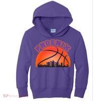 Phoenix Arizona Basketball City Skyline Kids Hoodie thumb 0