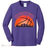 Phoenix Arizona Basketball City Skyline Kids Long Sleeve Shirt thumb 0