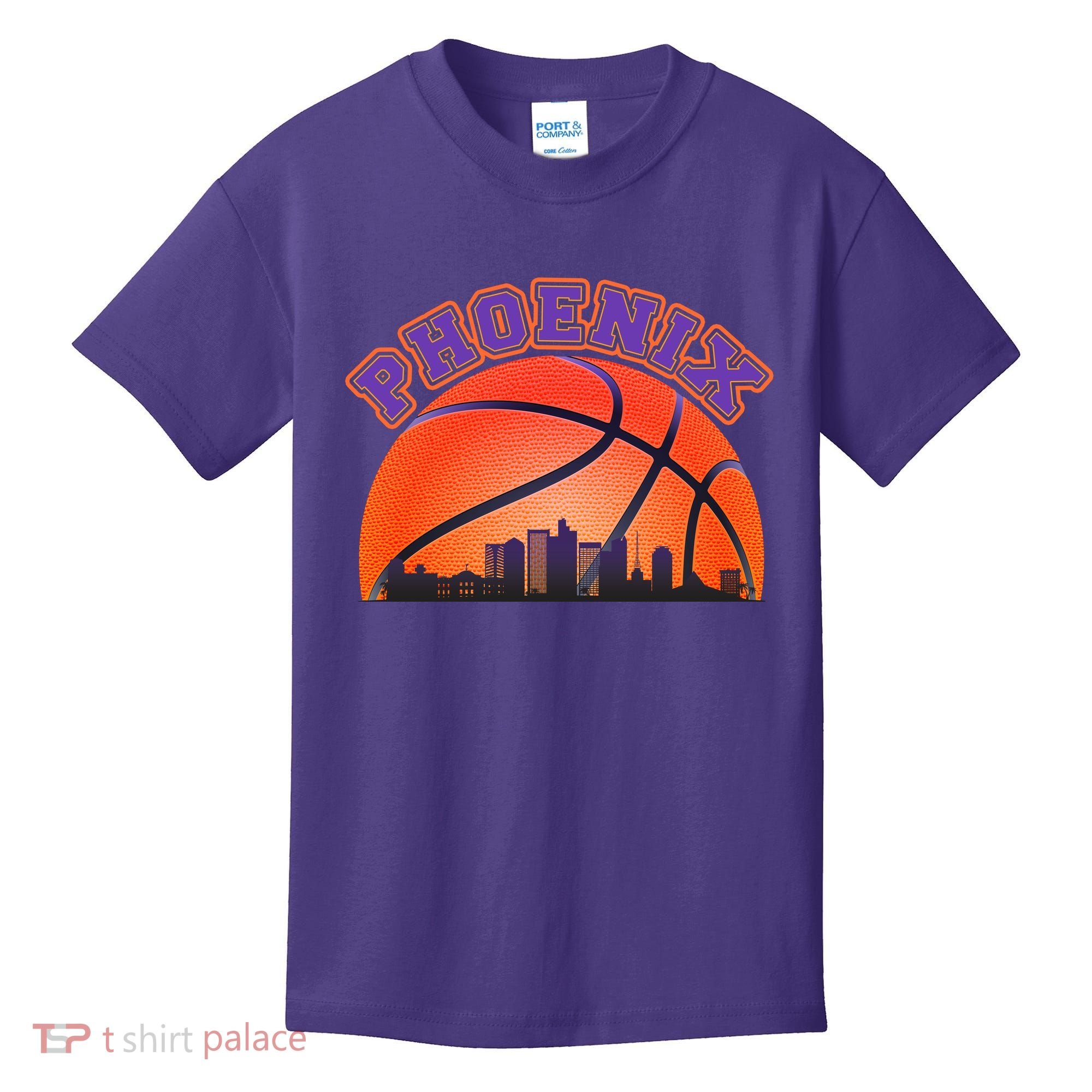 Phoenix Arizona Basketball City Skyline Kids T-Shirt