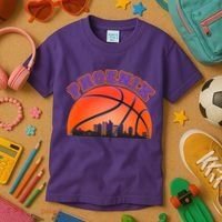 Phoenix Arizona Basketball City Skyline Kids T-Shirt thumb 3