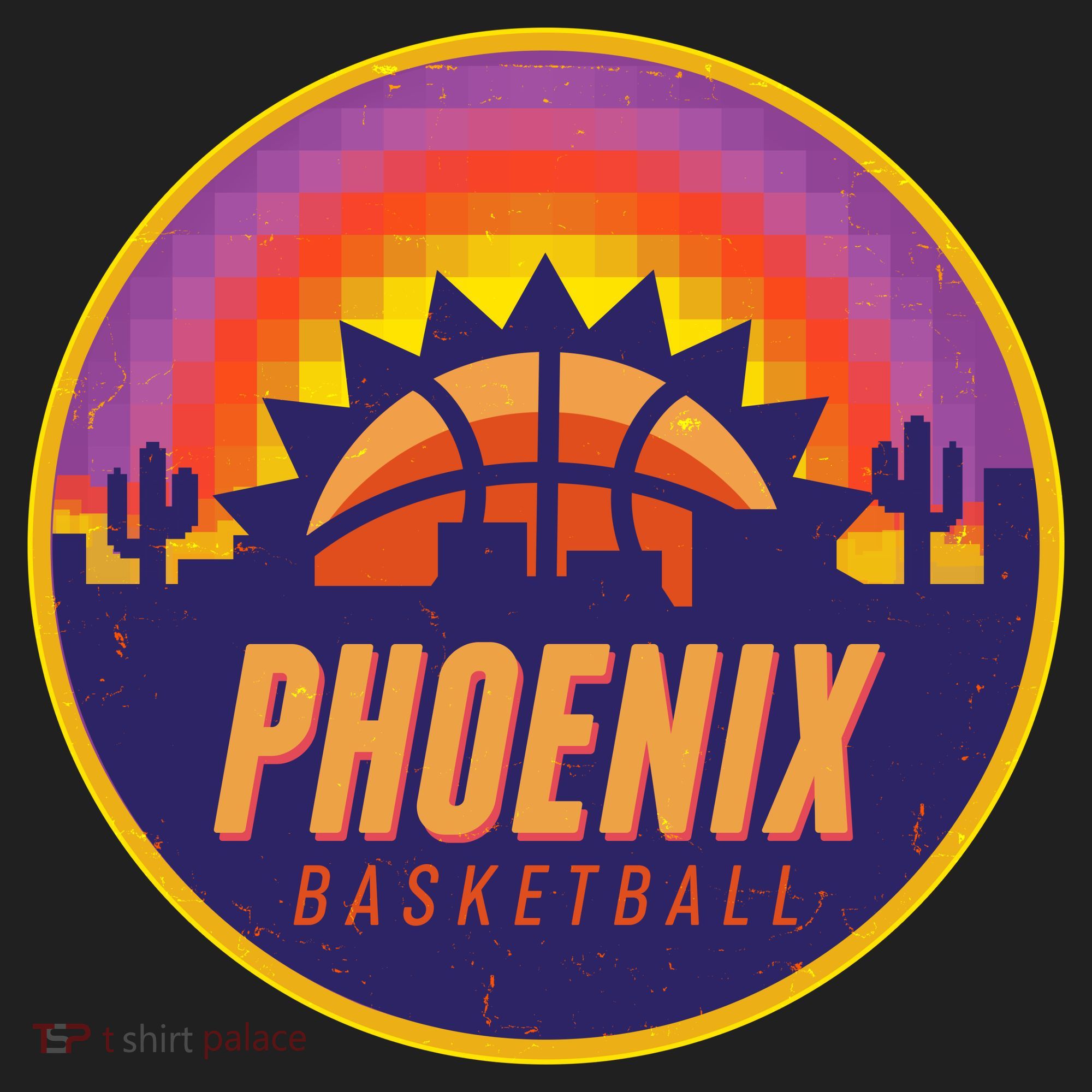 Phoenix Basketball Retro Logo Pixel Sunset Women's Sweatshirt